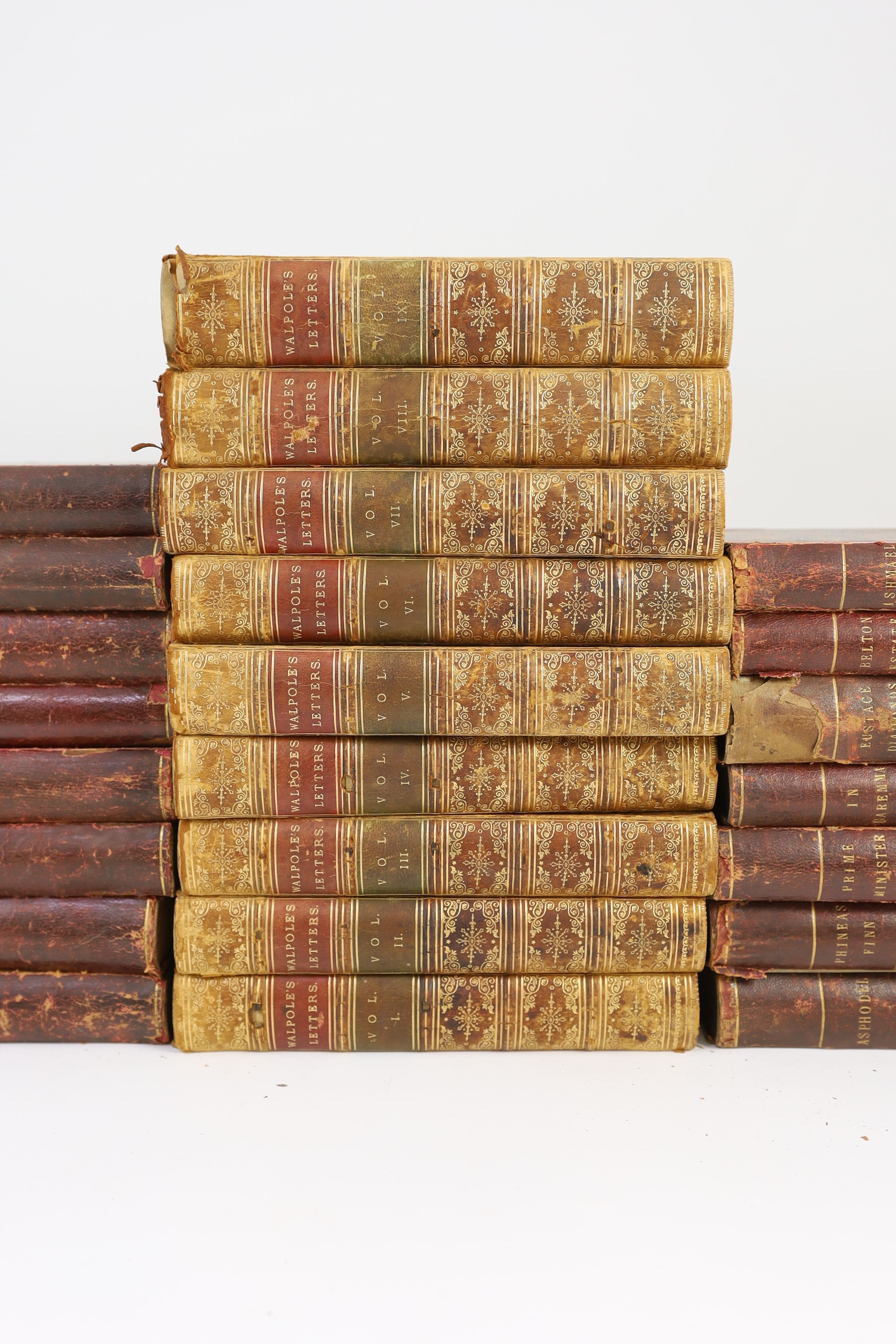 Walpole, Horace - The Letters of Horace Walpole, Earl of Orford, edited by Peter Cunningham, 9 vols, 8vo, tree calf, Henry G. Bohn, London, 1861, together with Trollope, Anthony - Works, 15 vols, 8vo, half morocco, Londo